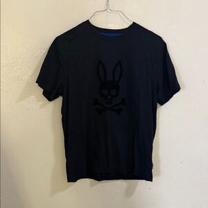 SPYCHO BUNNY T-Shirt with Skull and Bunny Design Dark Blue